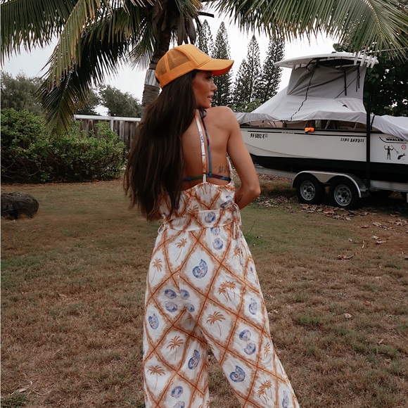 Tropical Print Jumpsuit - Picture 1 of 8